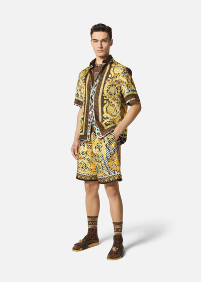 VERSACE Fendace Gold Baroque Silk Shorts outlook