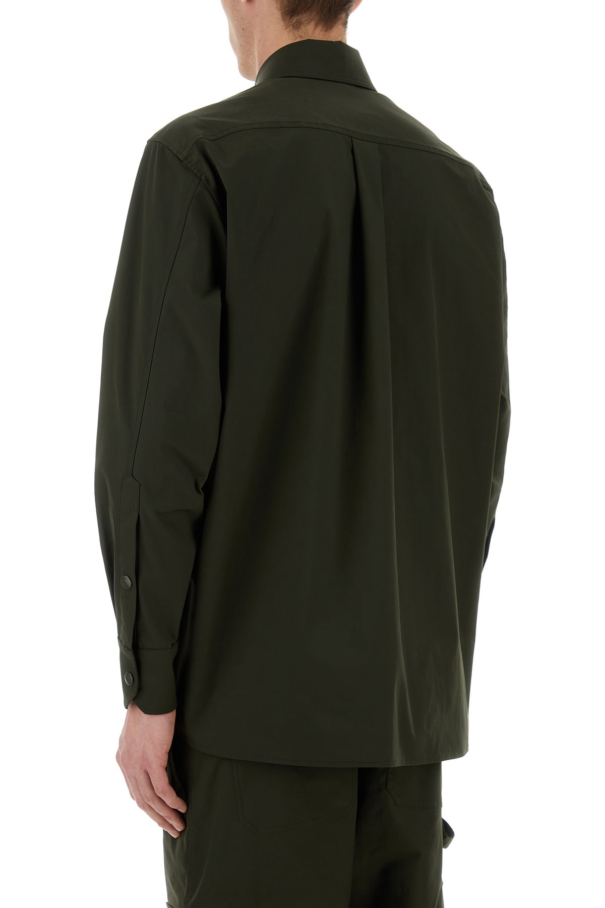Olive green stretch polyester shirt - 4