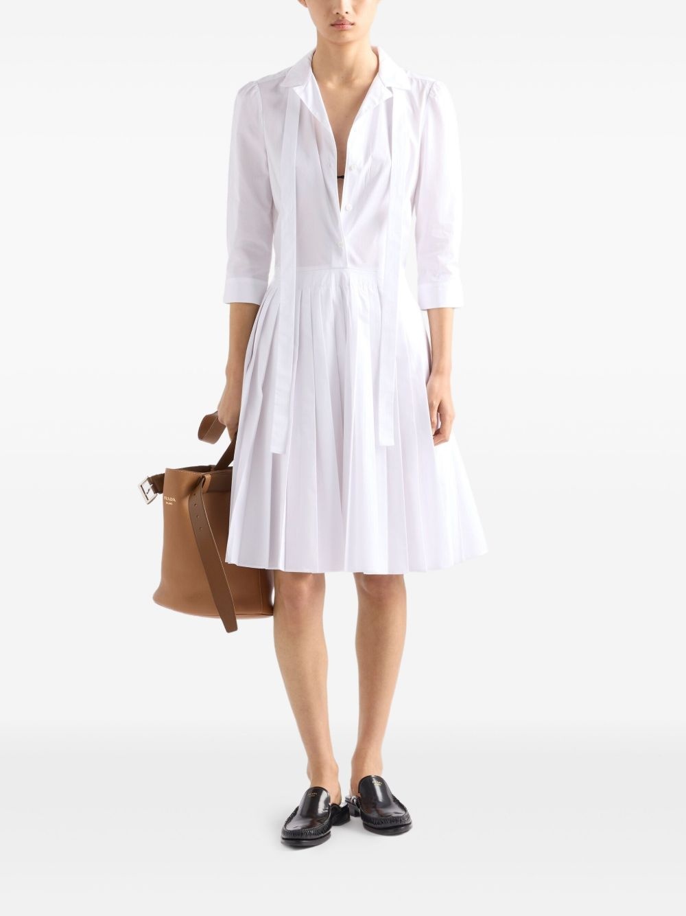 pleated poplin shirt dress - 2