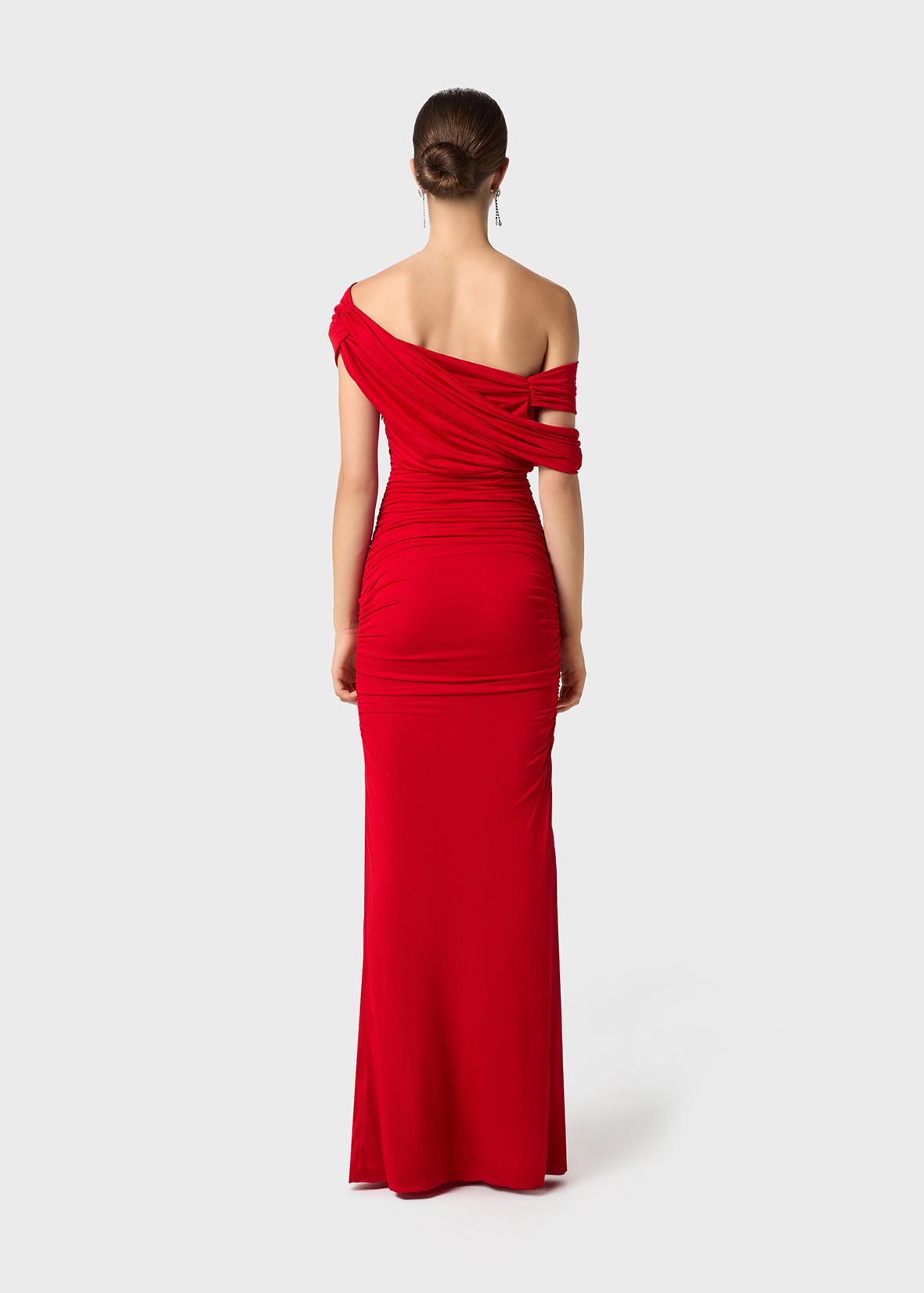ONE-SHOULDER LONG DRESS WITH DRAPES - 4