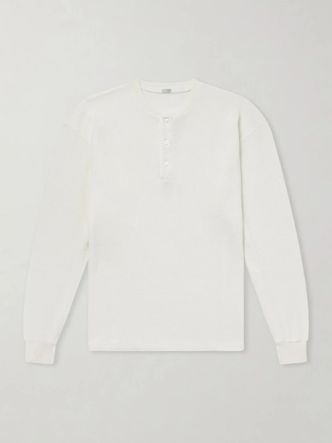 Waffle-Knit Cotton and Cashmere-Blend Henley T-Shirt - 1