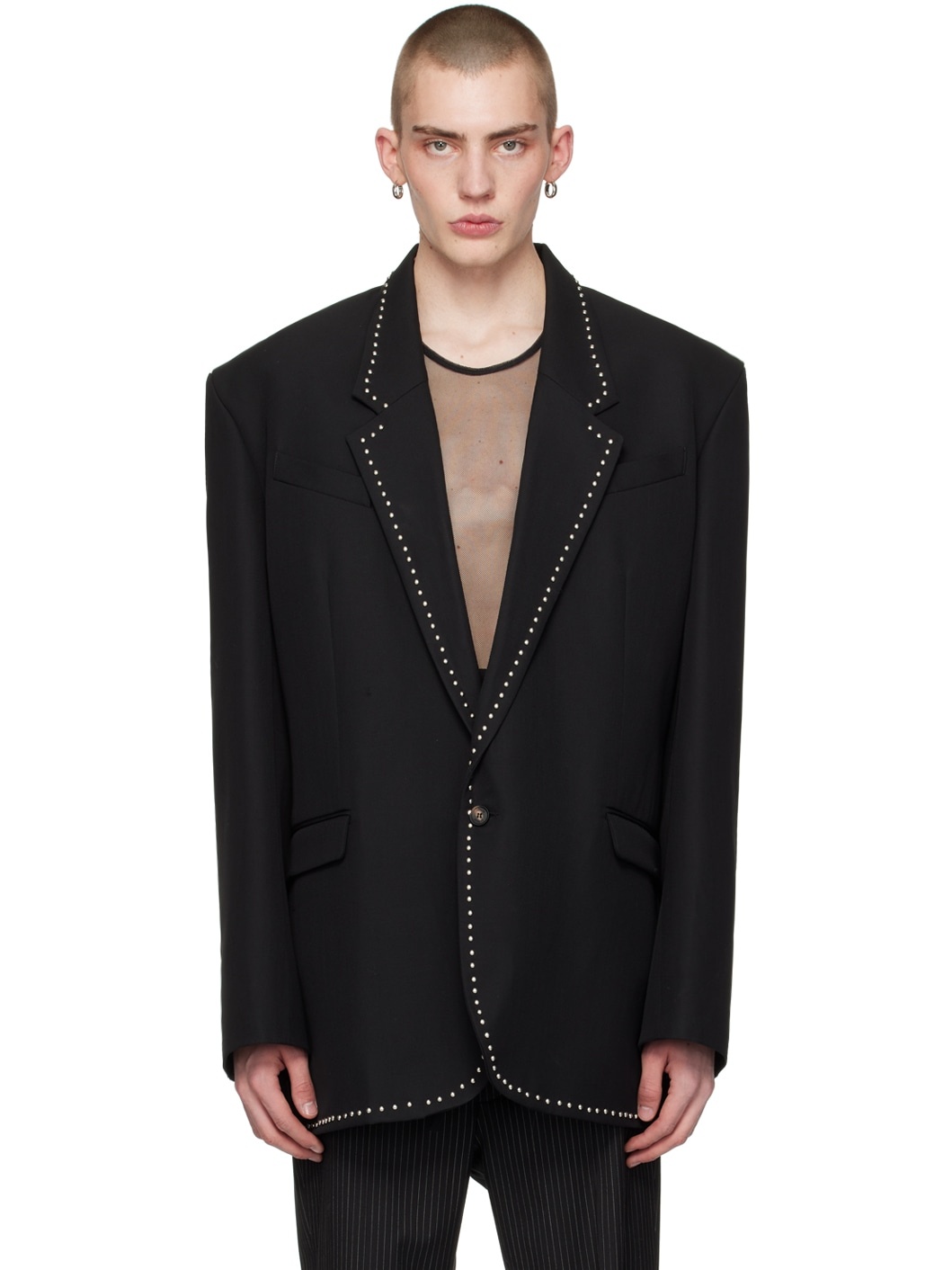 Black Studded Blazer - 1