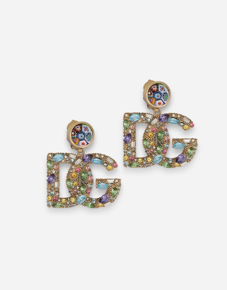 Earrings with rhinestone-detailed DG logo - 1