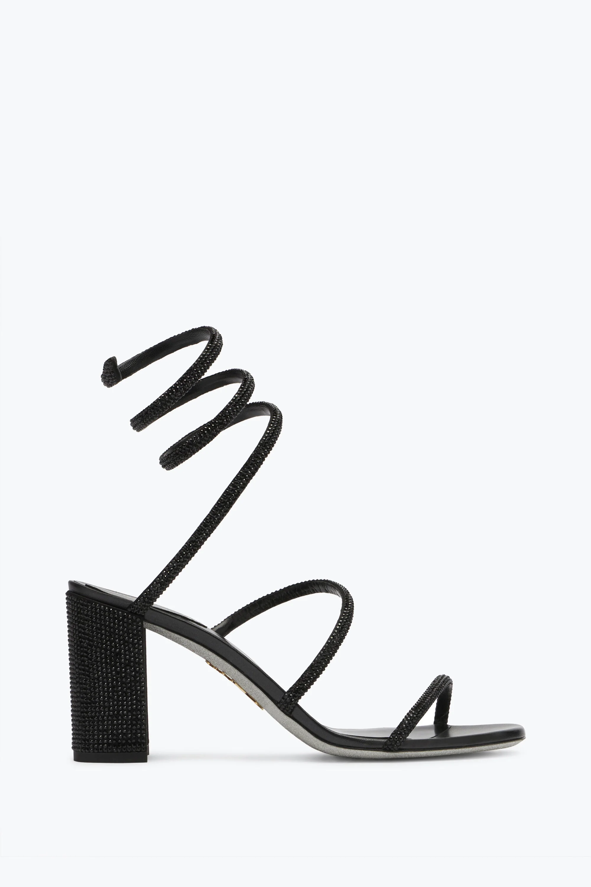 Cleo Block-Heeled Crystal Black Sandal 80 - 1