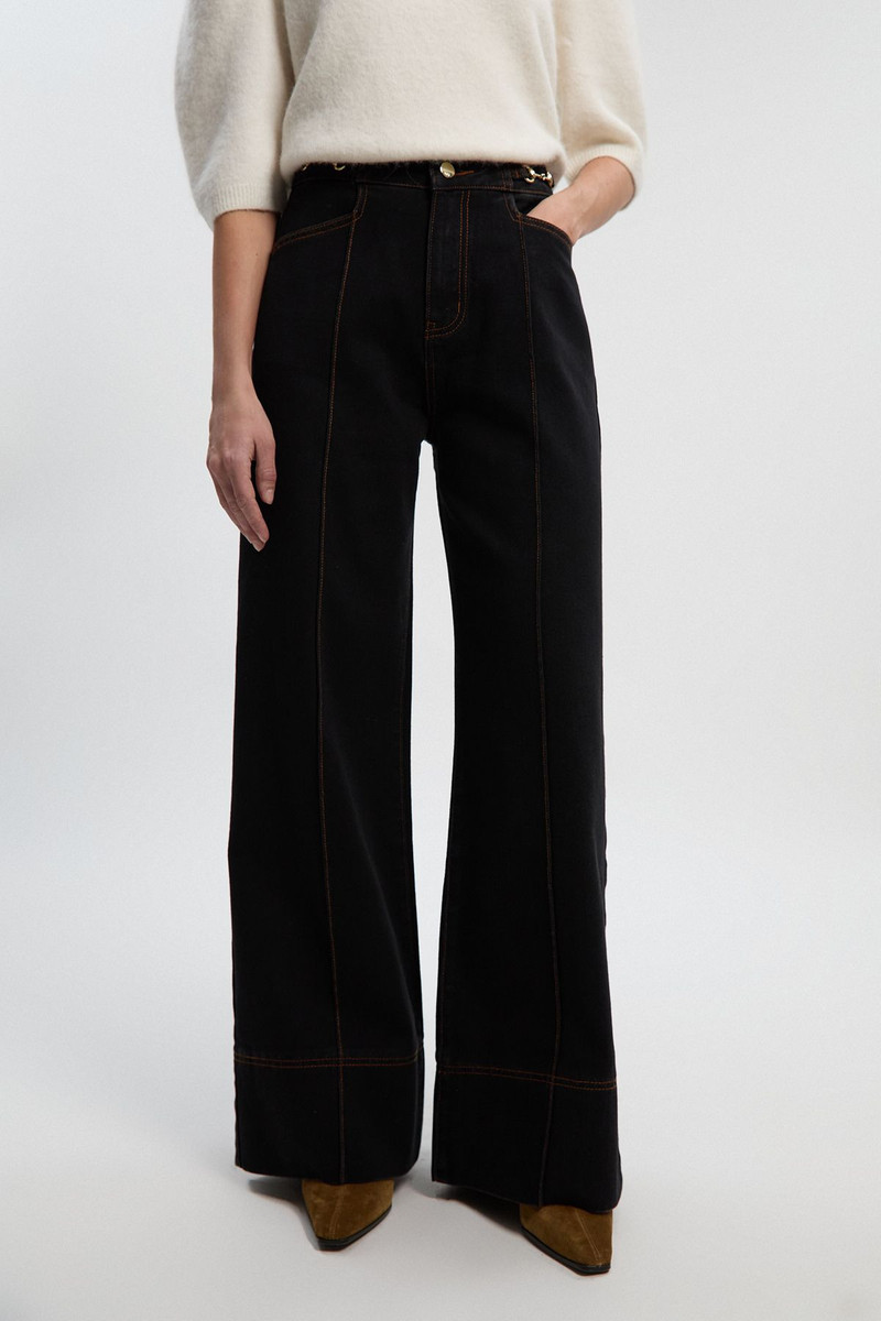 Denim Snaffle Wide Leg Trouser 3