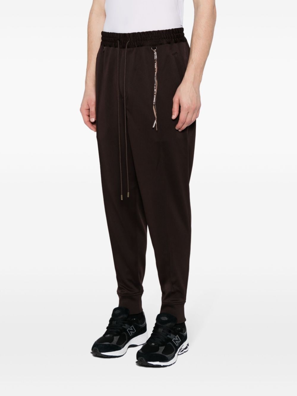 logo-jacquard tapered track pants - 4