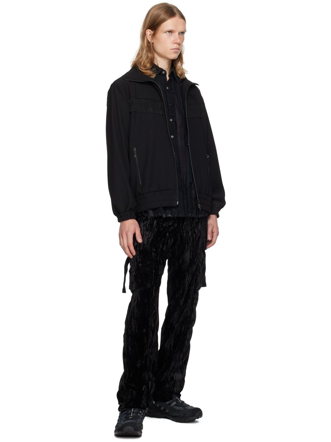 Black Lined Cargo Pants - 4