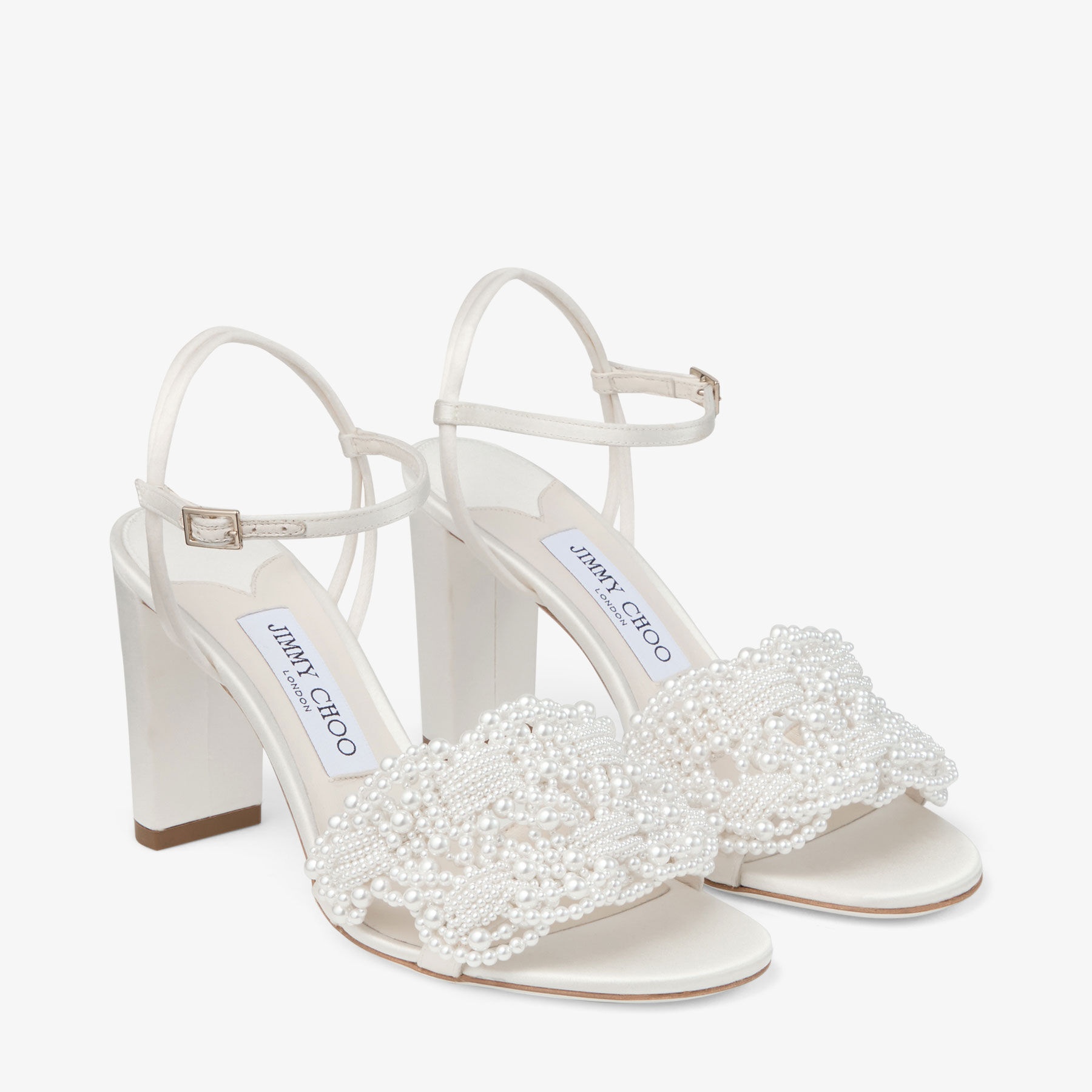 Cary 85
Ivory Satin Block Heel Sandal with Pearl Embellishments - 2