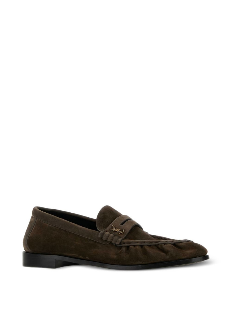SAINT LAURENT mud suede loafers outlook