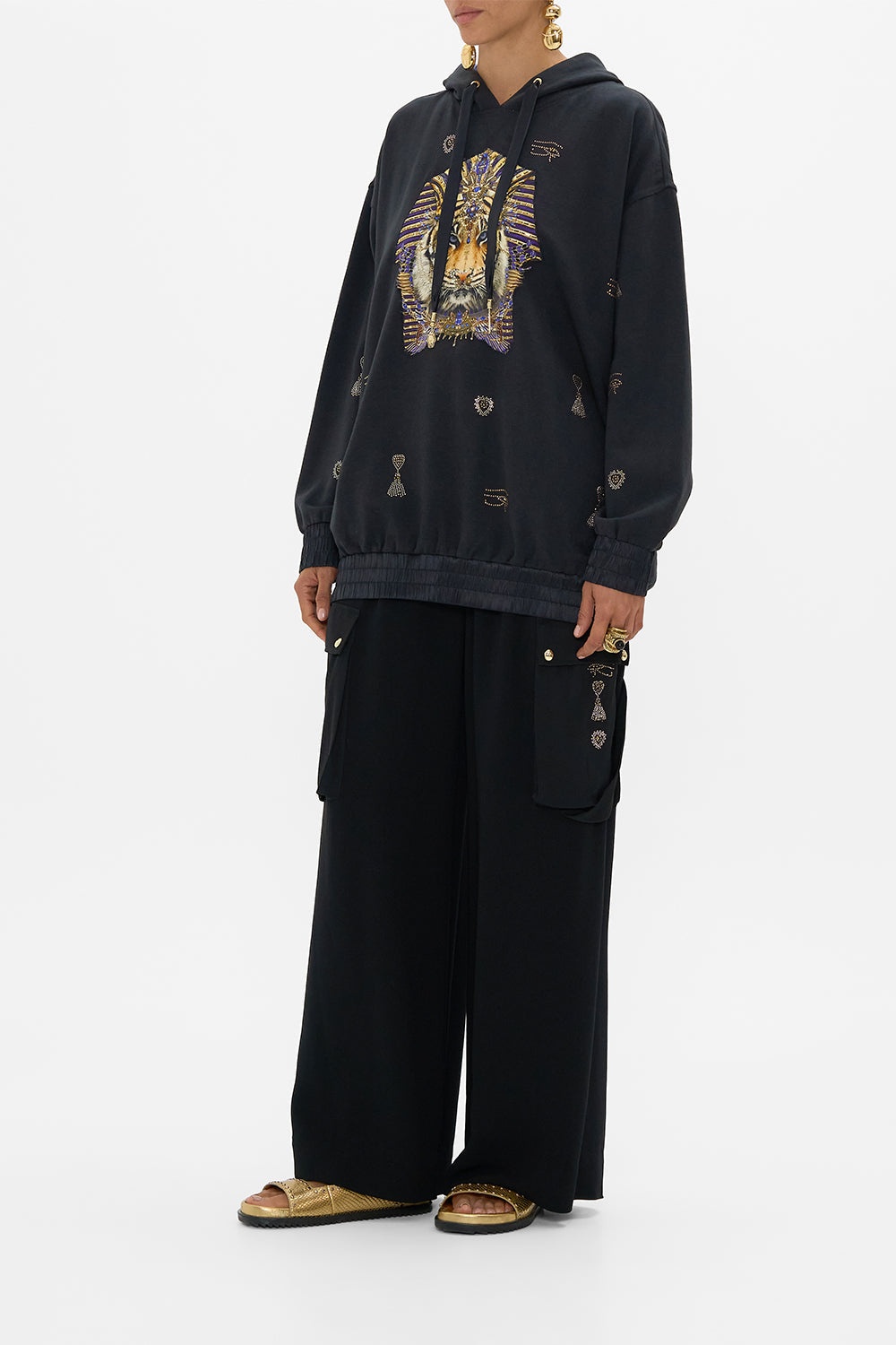 SILK BAND OVERSIZED HOODIE WITH POCKETS - 4