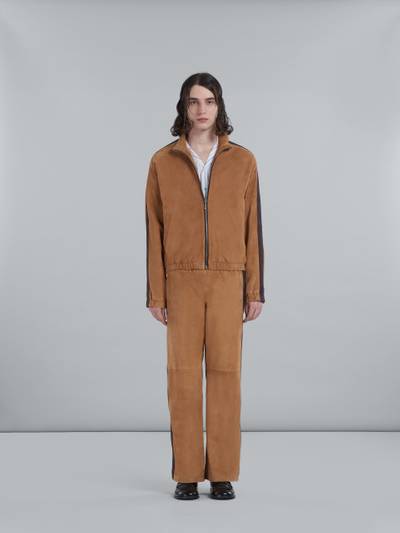 Marni BROWN SUEDE BOMBER JACKET WITH NAPPA BANDS outlook