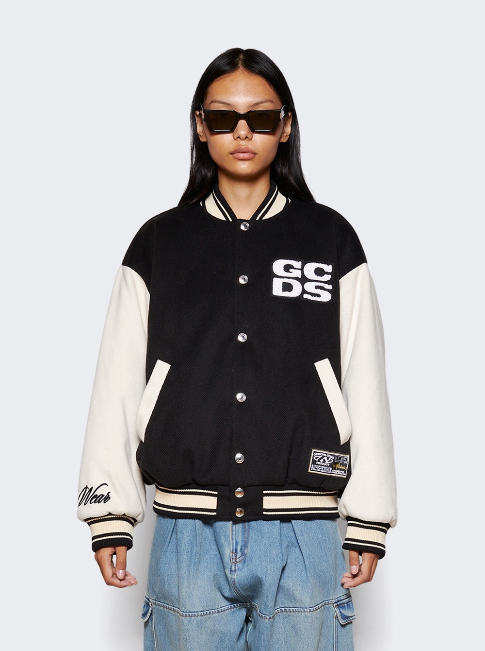 Wirdo Varsity Bomber Jacket Black and White - 3