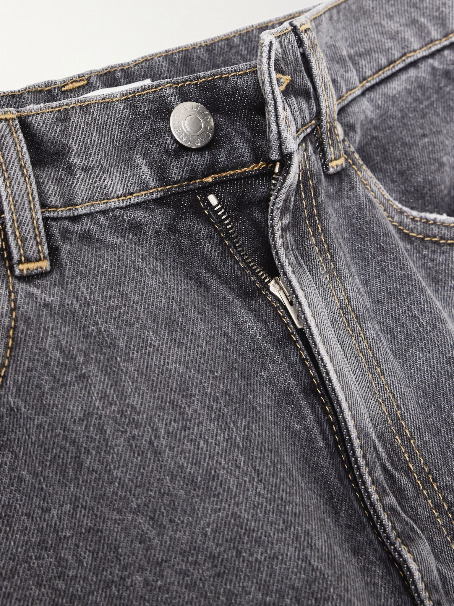 Frayed two-tone mid-rise wide-leg organic jeans Dark denim - 6