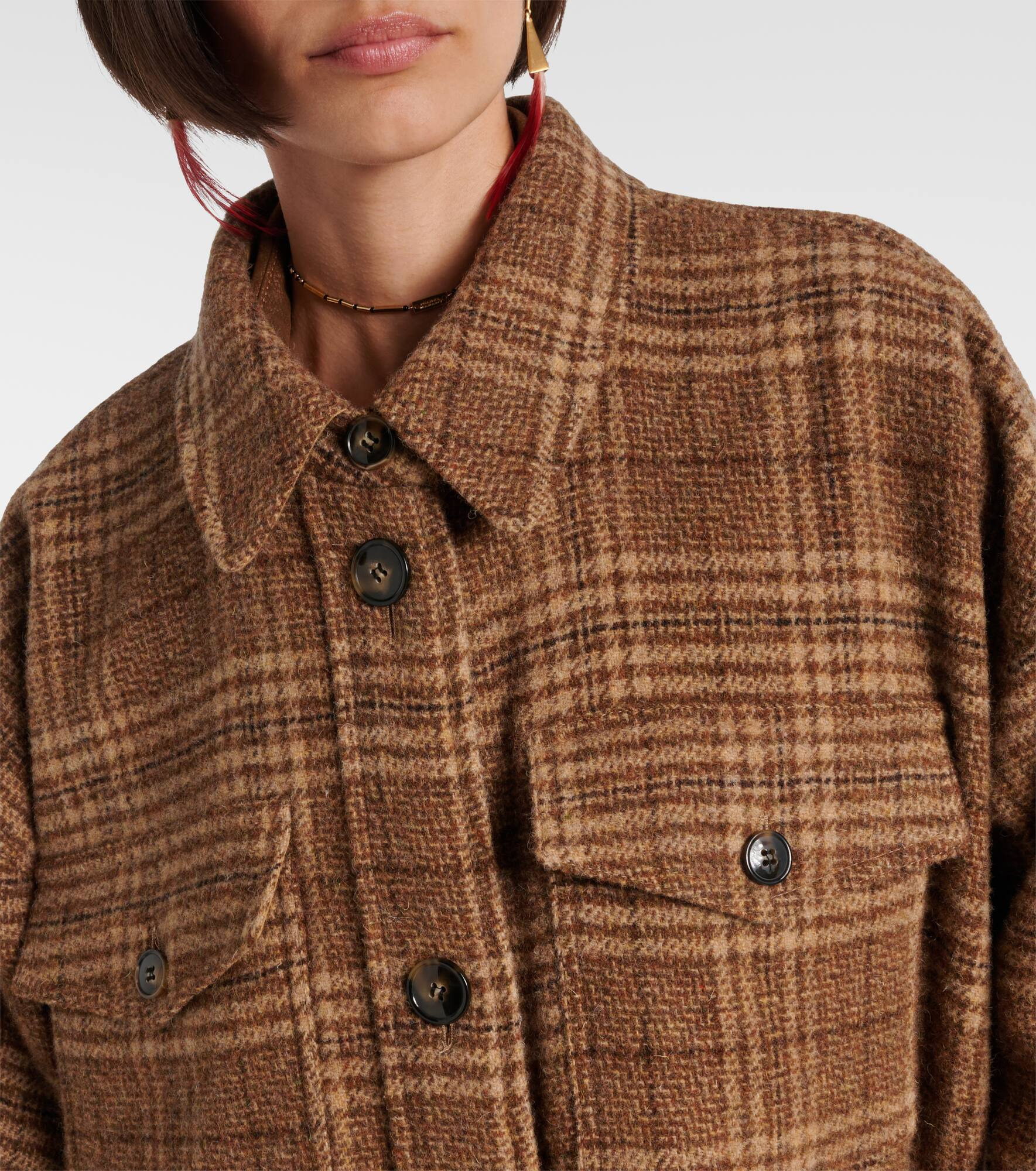 Gislene checked virgin wool coat - 4
