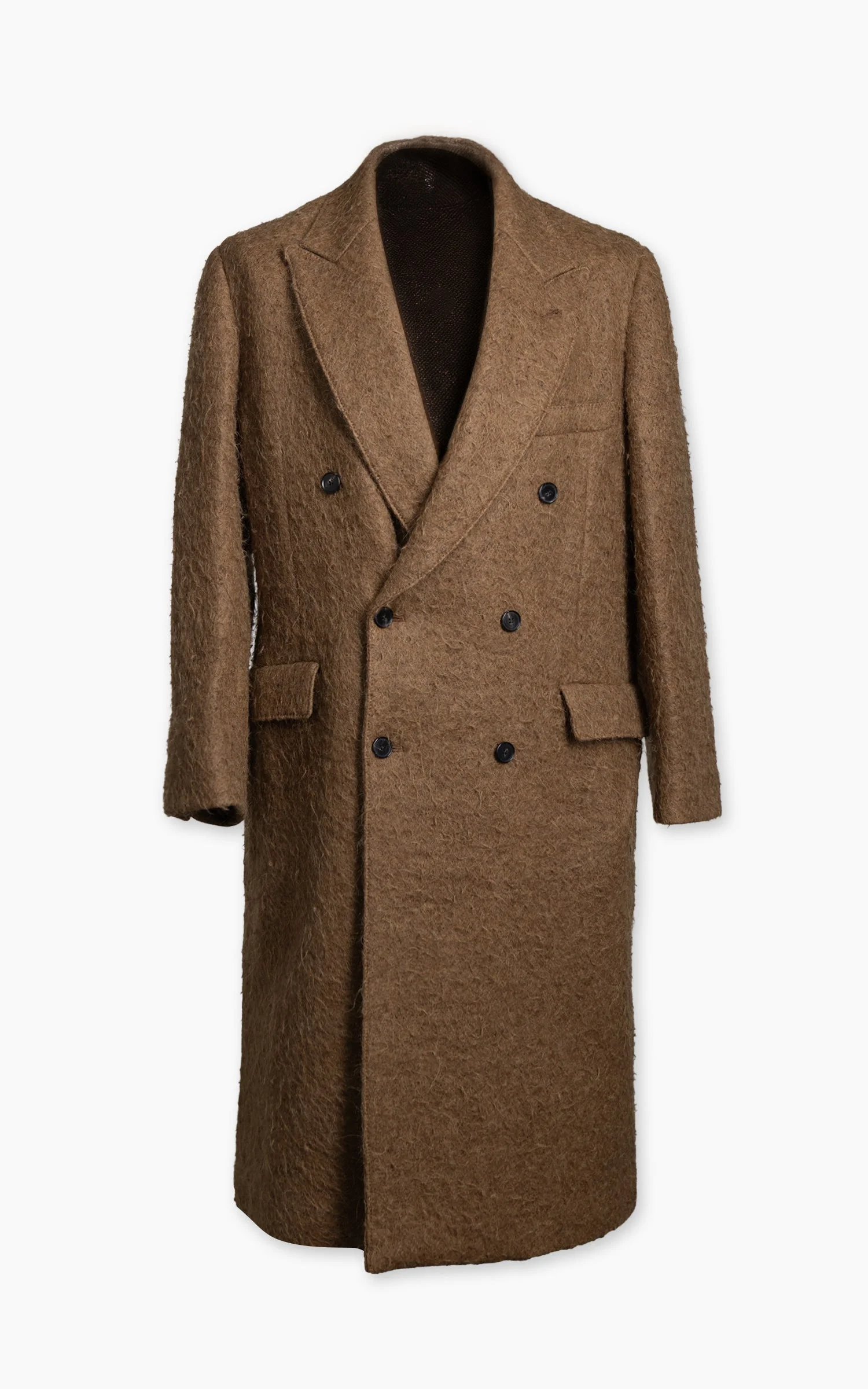KAPTAIN SUNSHINE DOUBLE-BREASTED COAT NAPPING WOOL CLOTH TOP KHAKI - 1