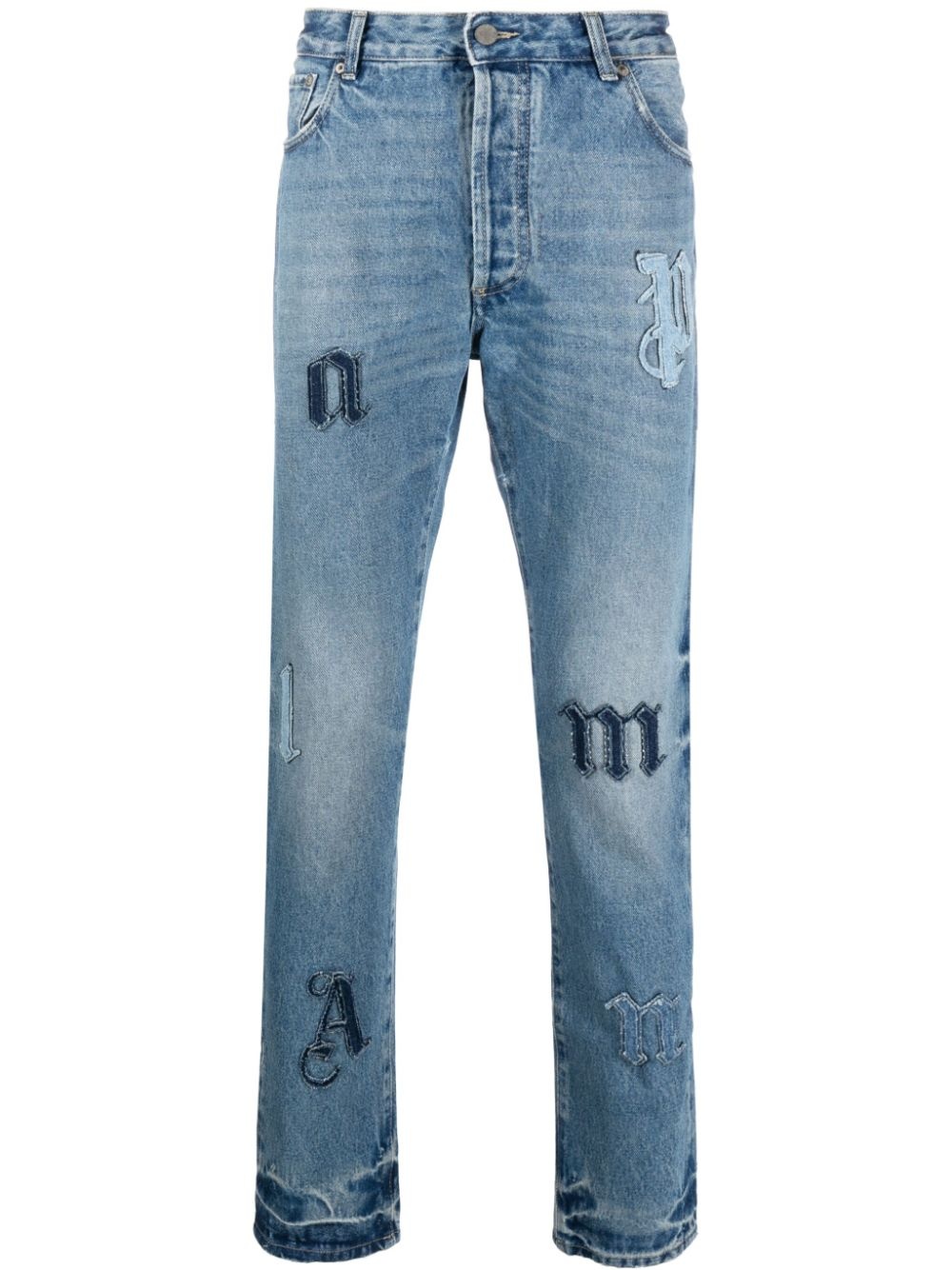 logo-patch straight jeans - 1