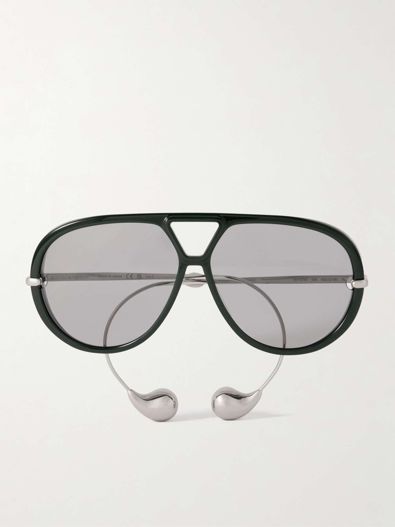 Embellished aviator-style recycled-acetate and silver-tone sunglasses - 1