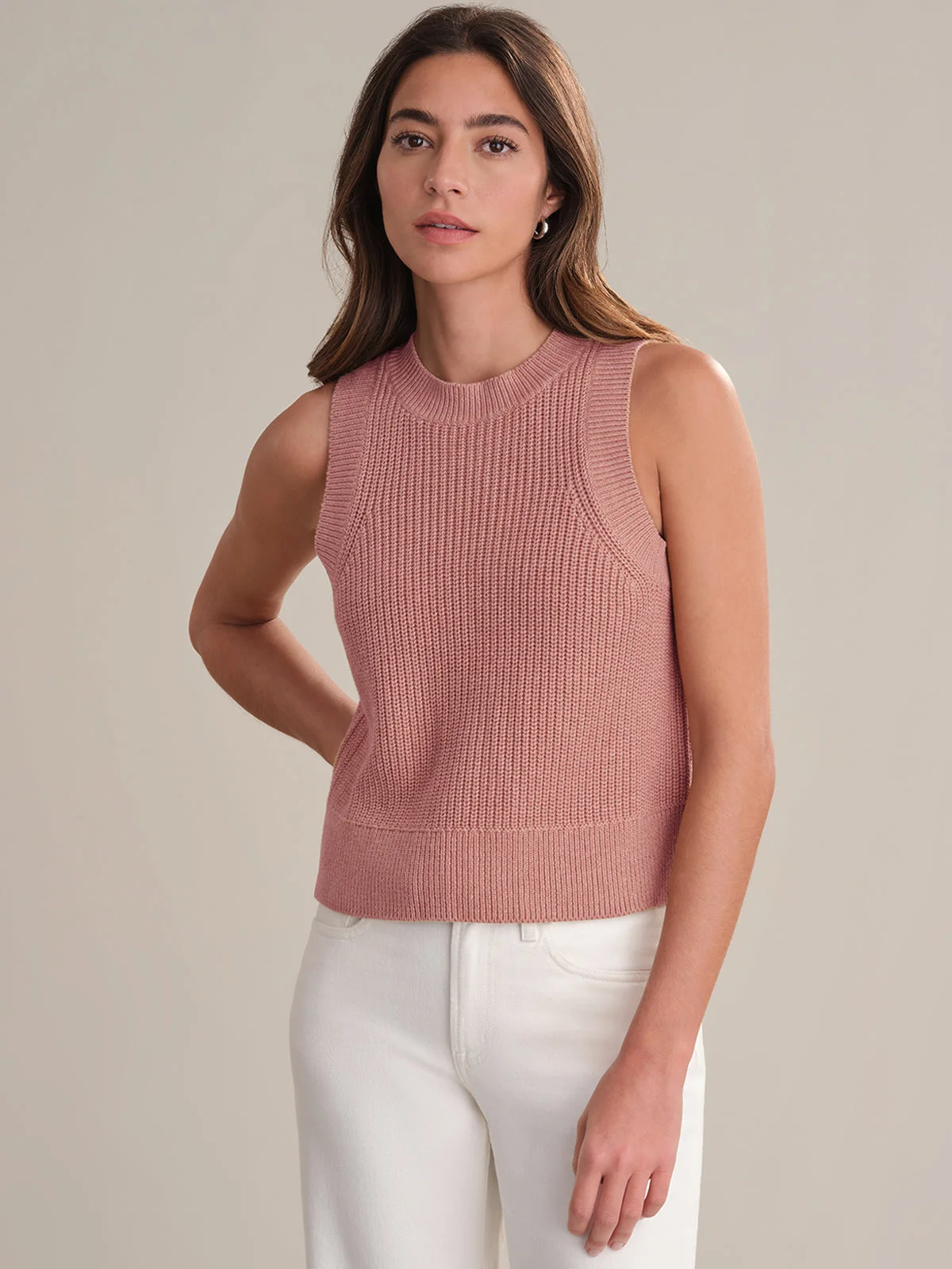 Demi: High Crewneck Cotton Tank - 1