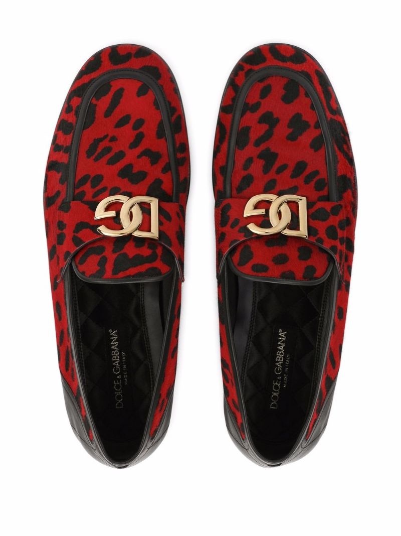 leopard-print logo-buckle loafers - 4