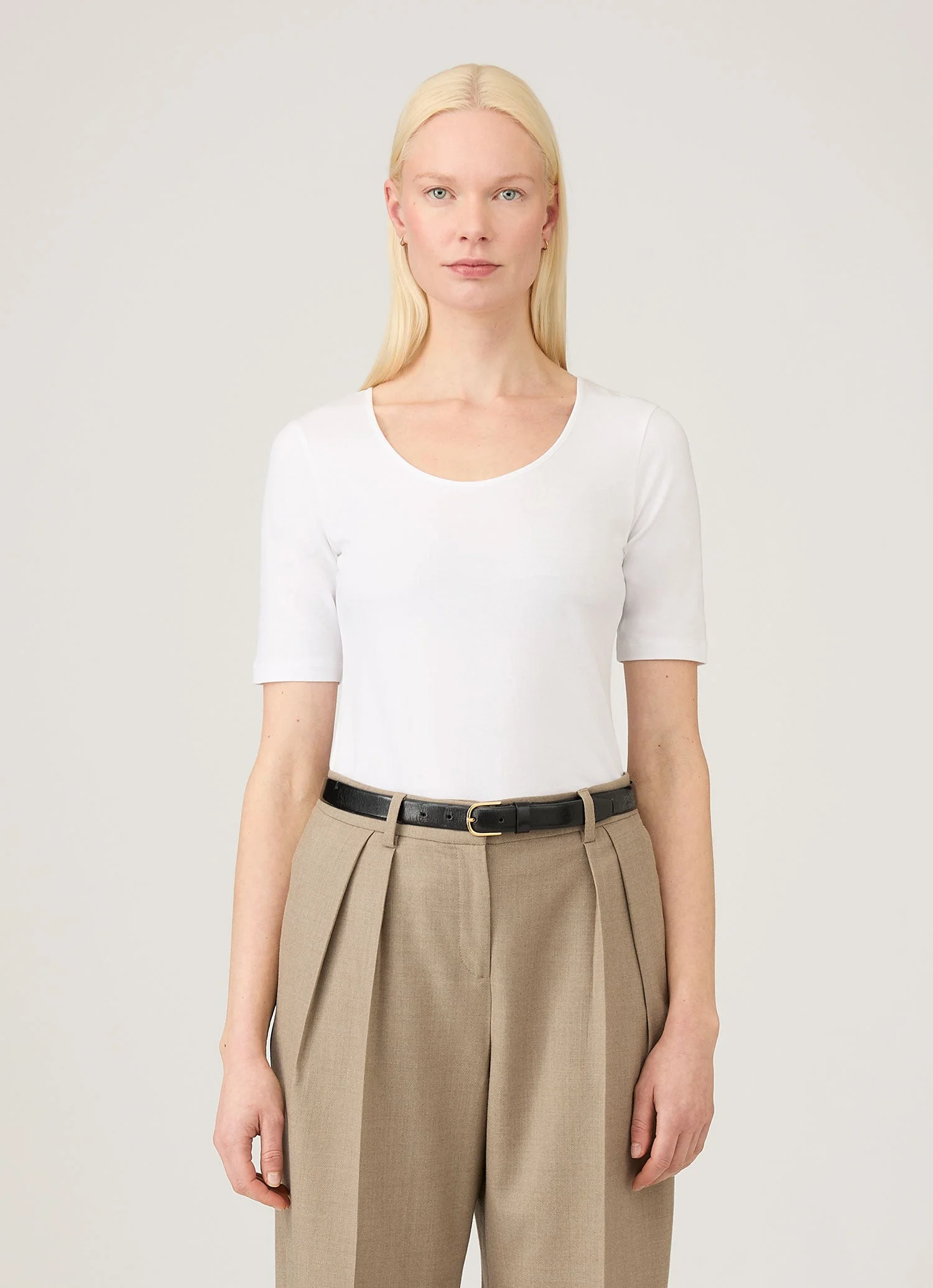 Stretch Cotton Scoop Top - 1