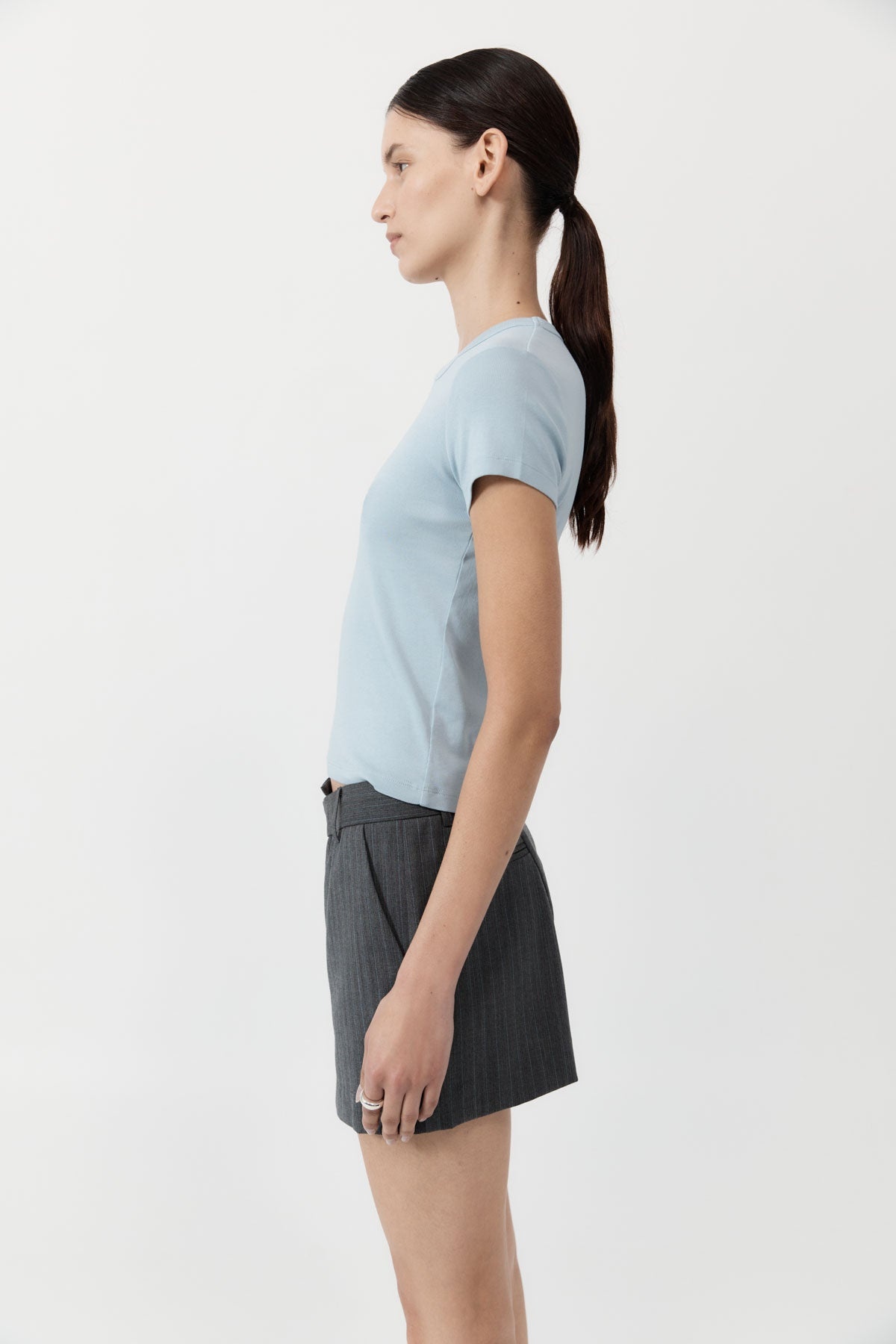 Deconstructed Mini Skirt - Stone Blue Stripe - 4