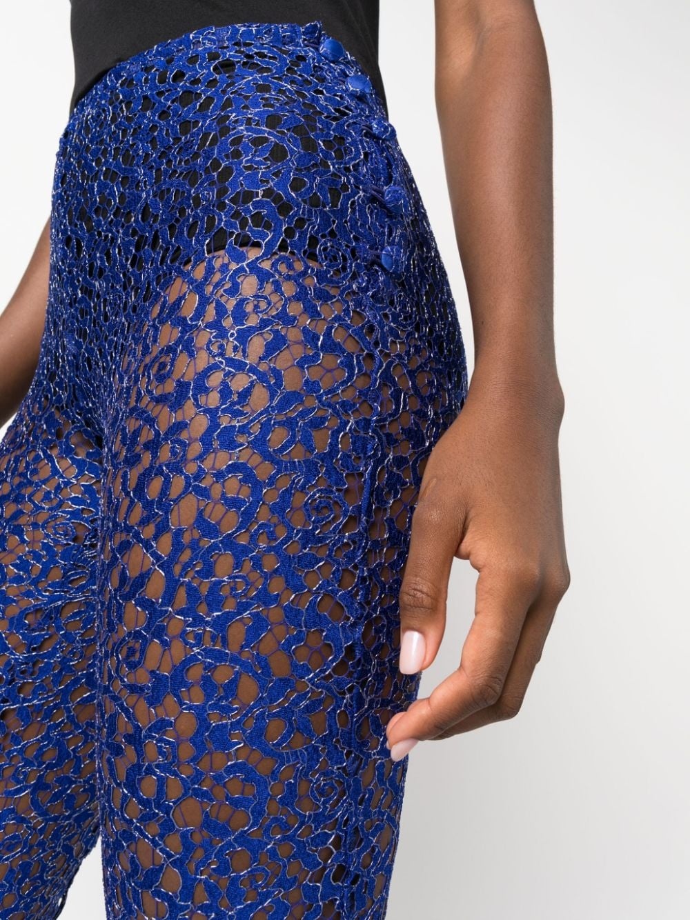 corded-lace flared trousers - 5