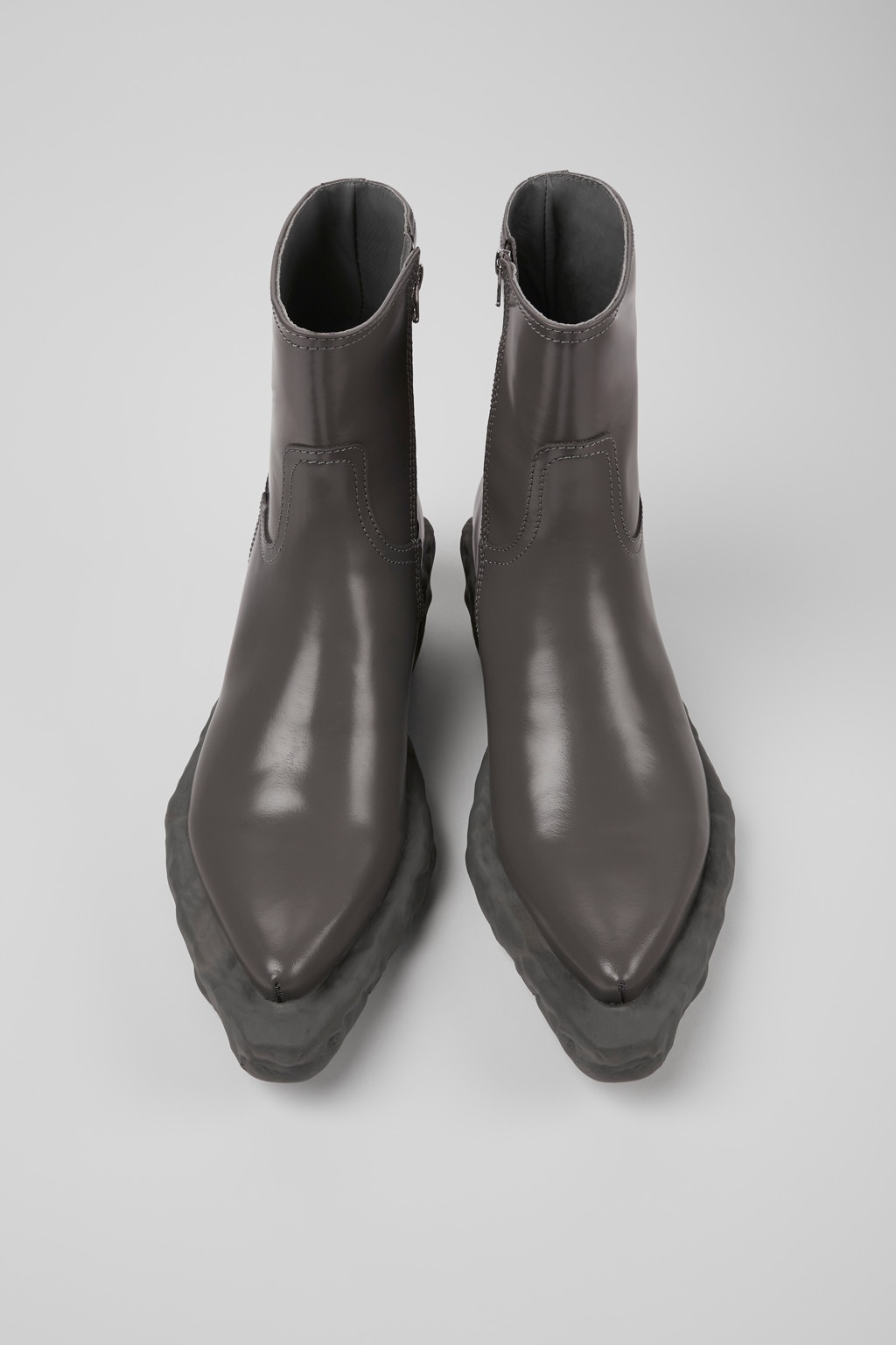Gray leather boots - 4