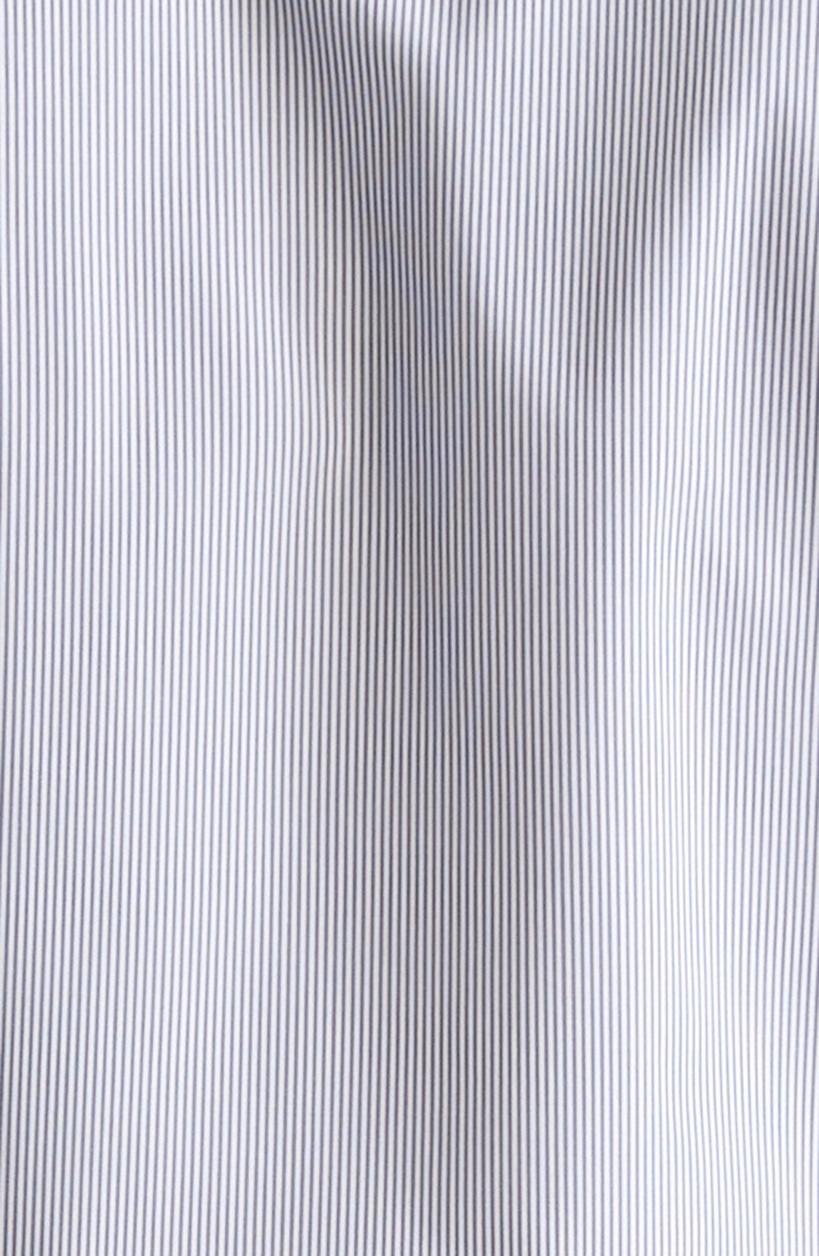 TOM FORD Classic Fit Stripe Peached Cotton Button-Up Shirt in White/Light Grey at Nordstrom - 6
