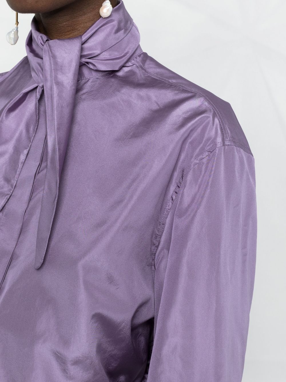 tied-neck silk shirt - 5