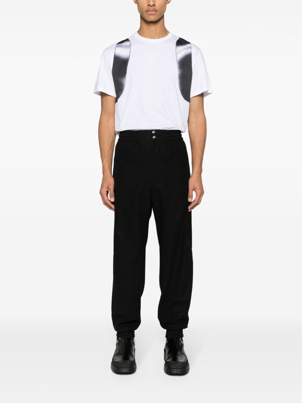 elasticated-waist tapered trousers - 2