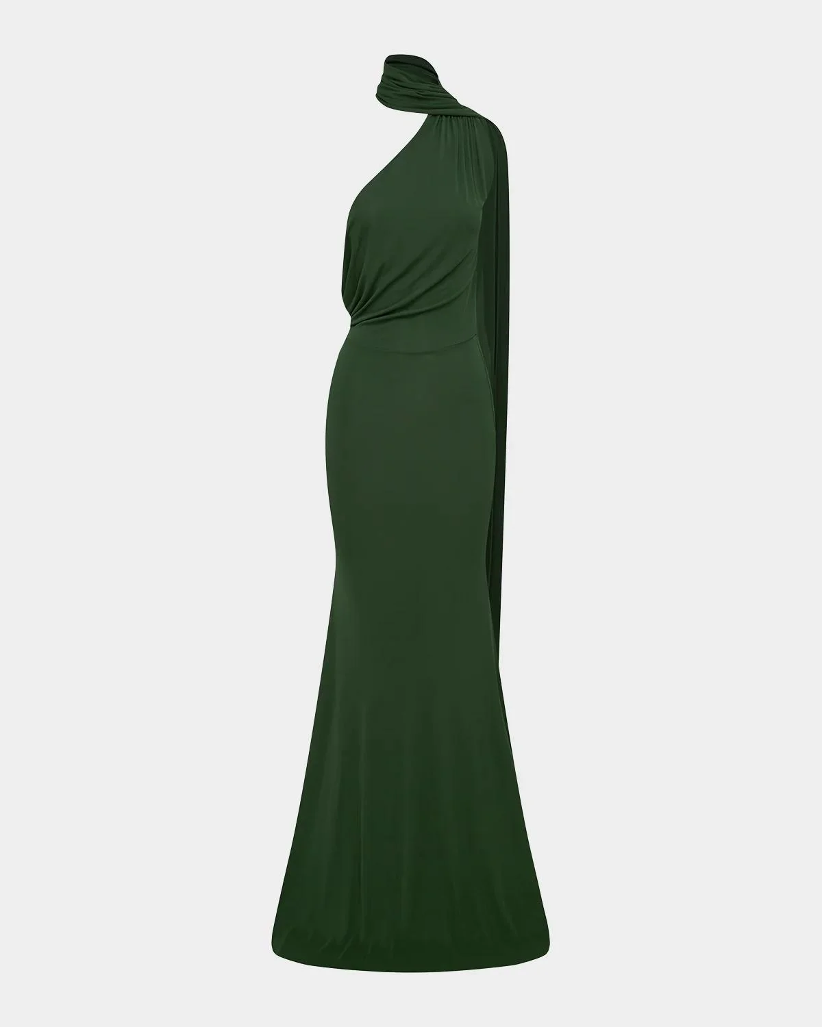 One-Shoulder Scarf-Neck Jersey Maxi Dress - 1