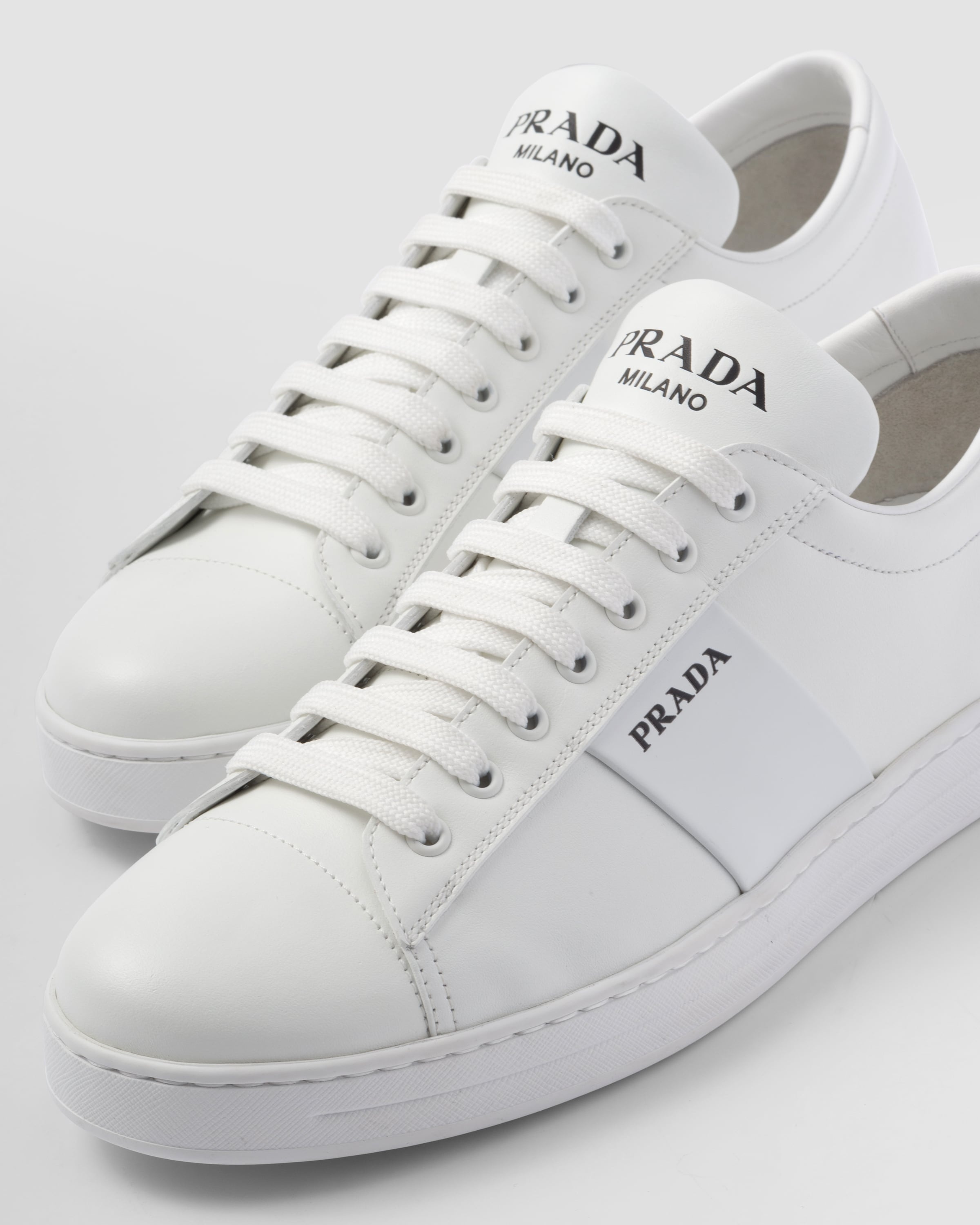 Brushed leather and leather sneakers - 6