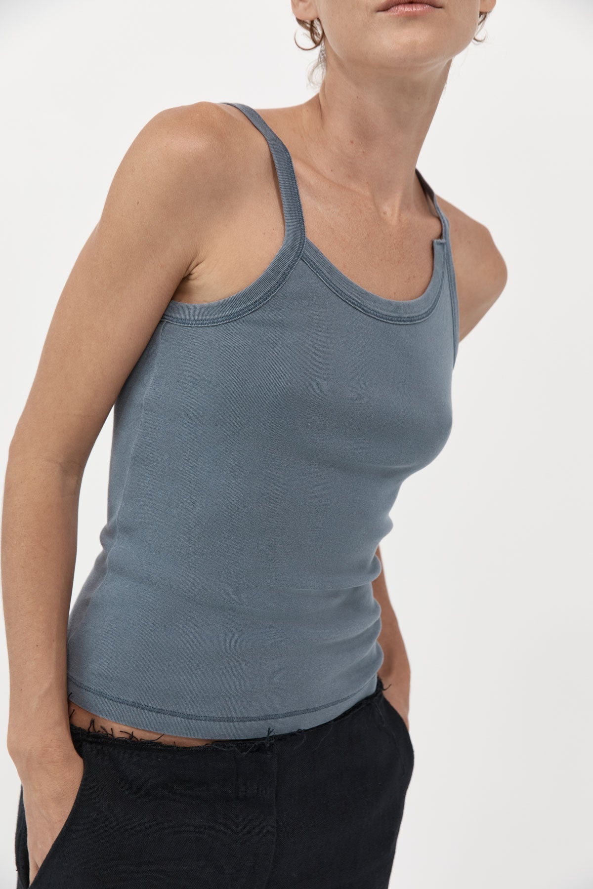 Organic Cotton Abstract Singlet - Diesel Grey - 3