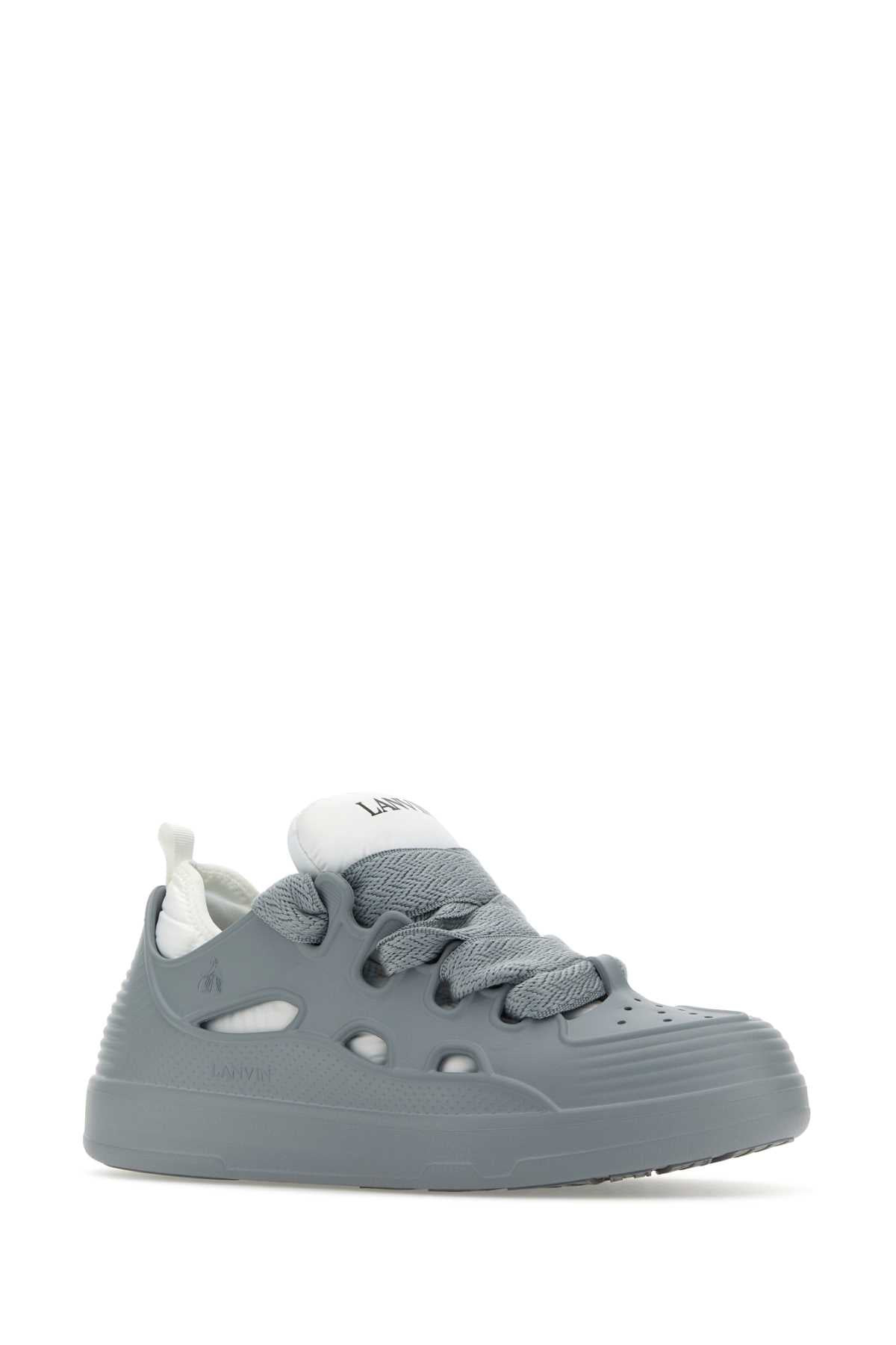 Lanvin Men Grey Rubber Curb Sneakers - 2