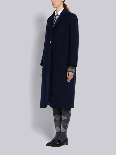 Thom Browne Navy Military Weight Cashmere Unconstructed Elongated Sack Overcoat outlook