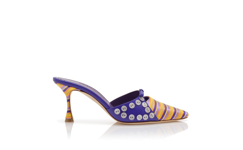Purple and Orange Cotton Striped Mules 1