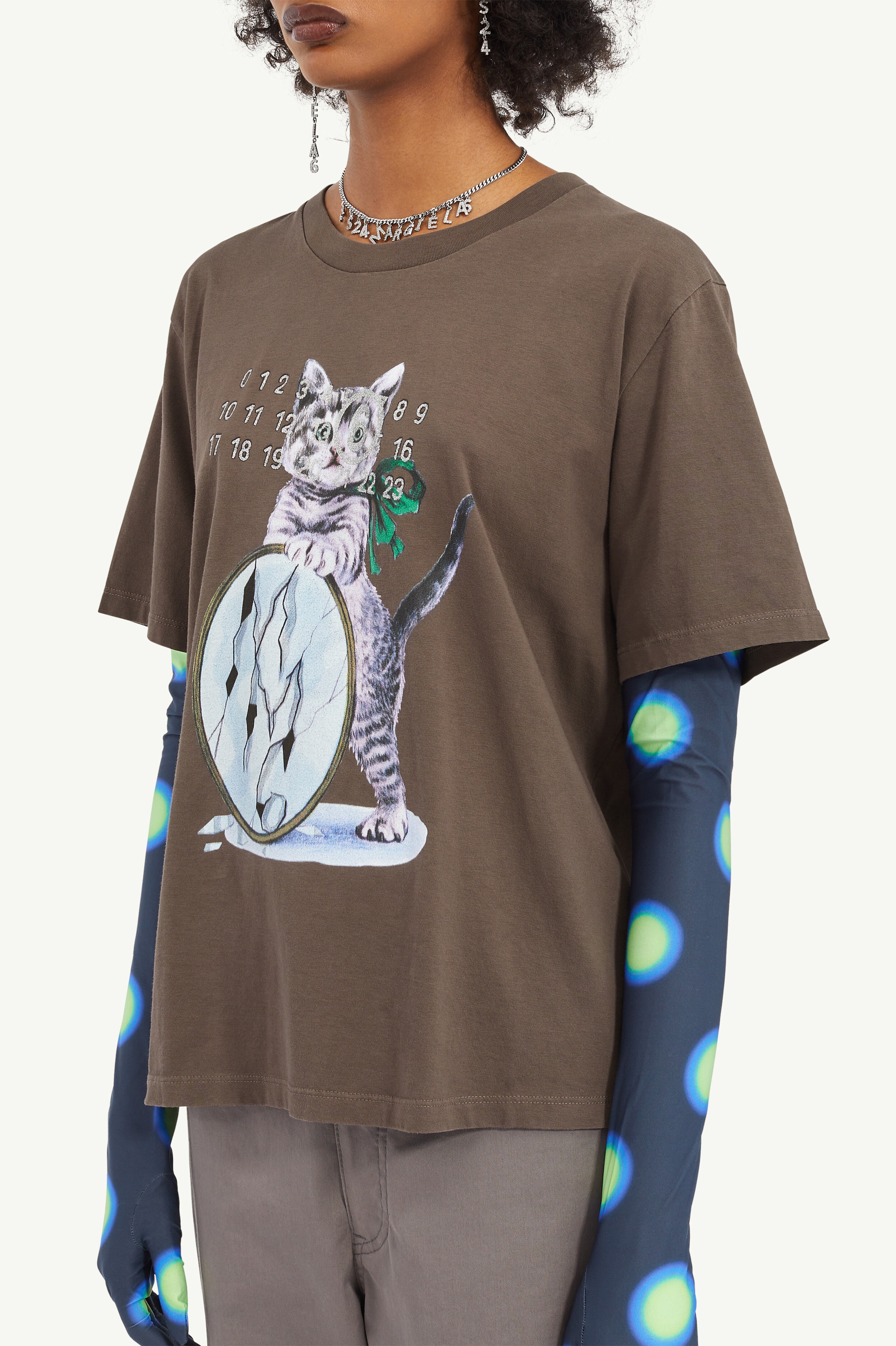 Buy MM6 Maison Margiela Logo And Cat Print T-Shirt 'Black