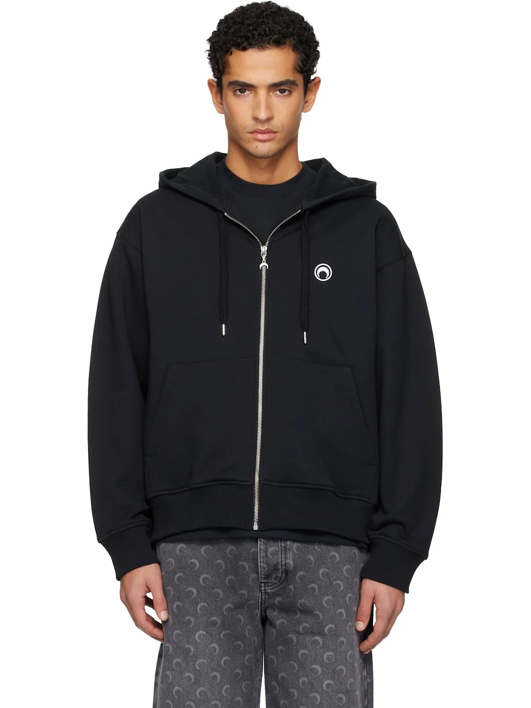Black Moon Logo Zipped Hoodie - 1