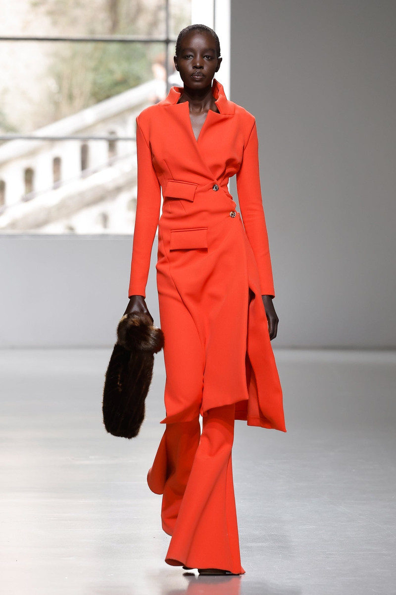 MAXI FLARED FITTED TROUSERS RED 6