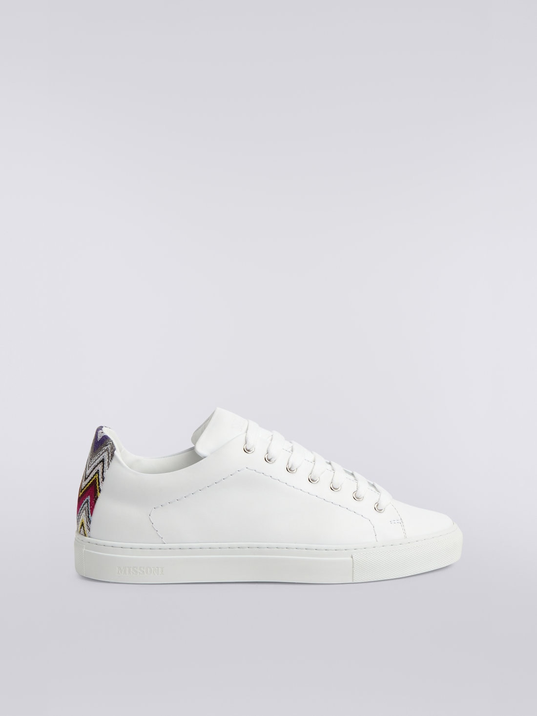 Leather trainers with chevron knit details - 1