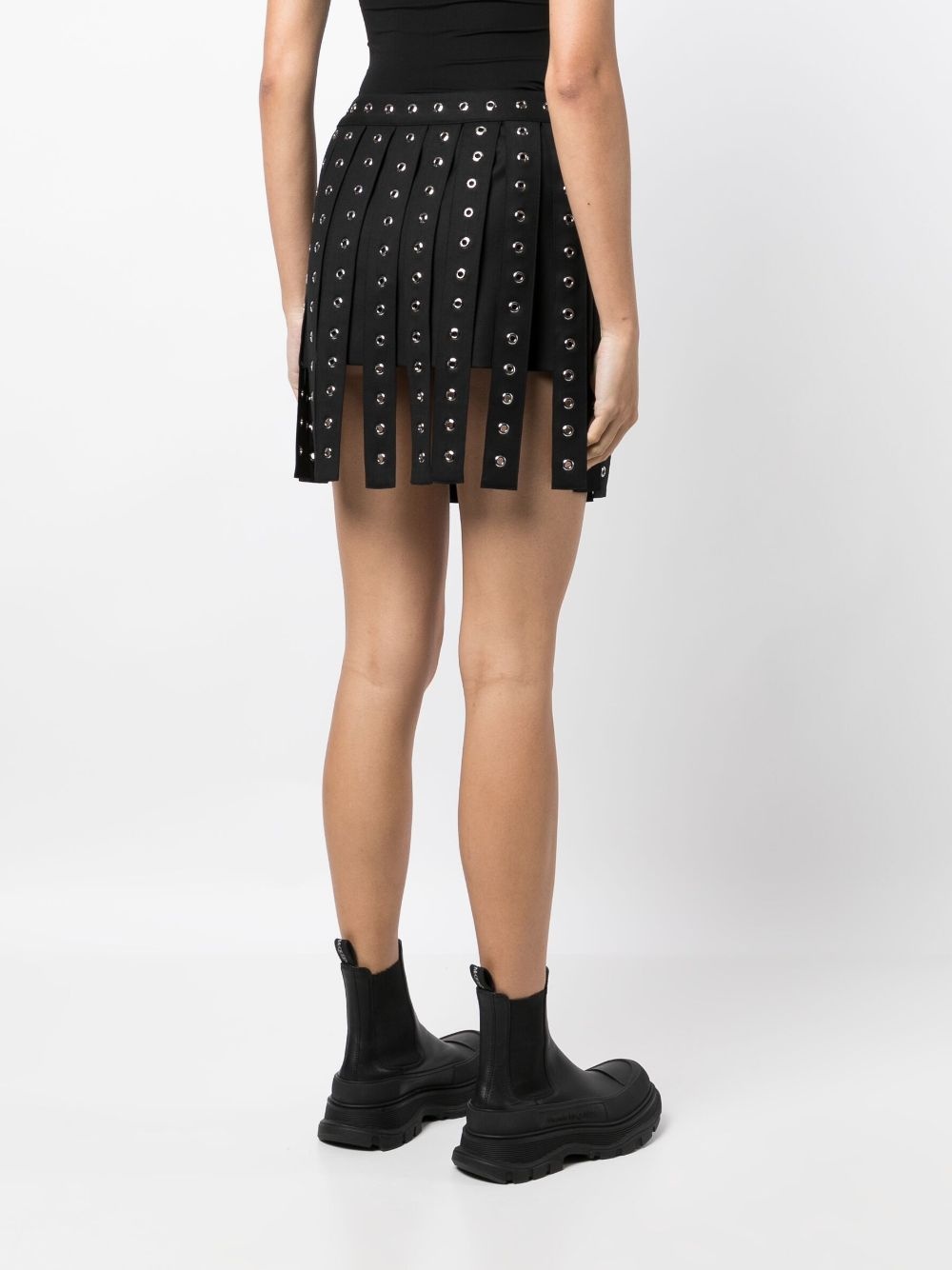 eyelet-detailing asymmetric skirt - 4