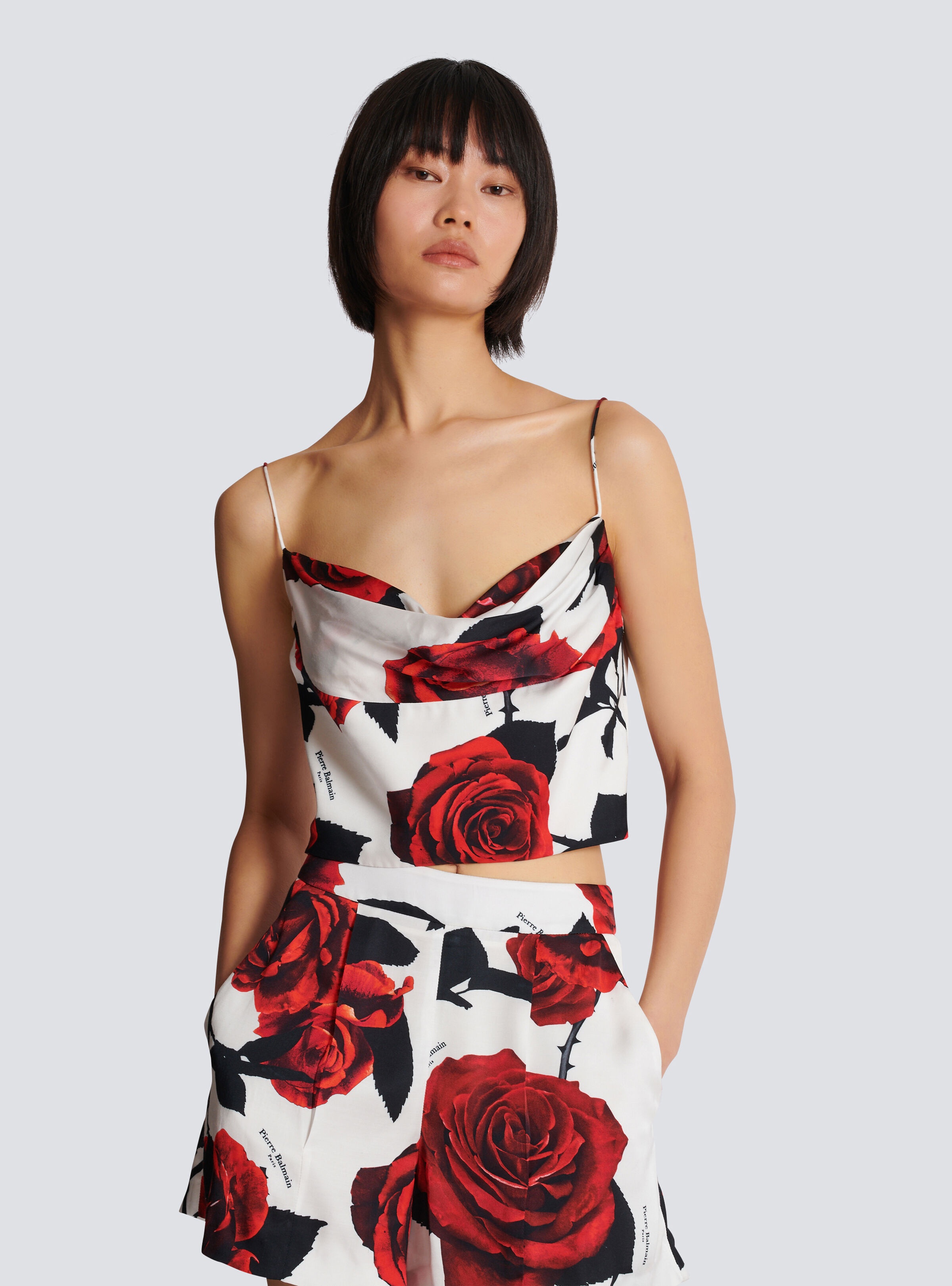 Cami top with Red Roses print - 6