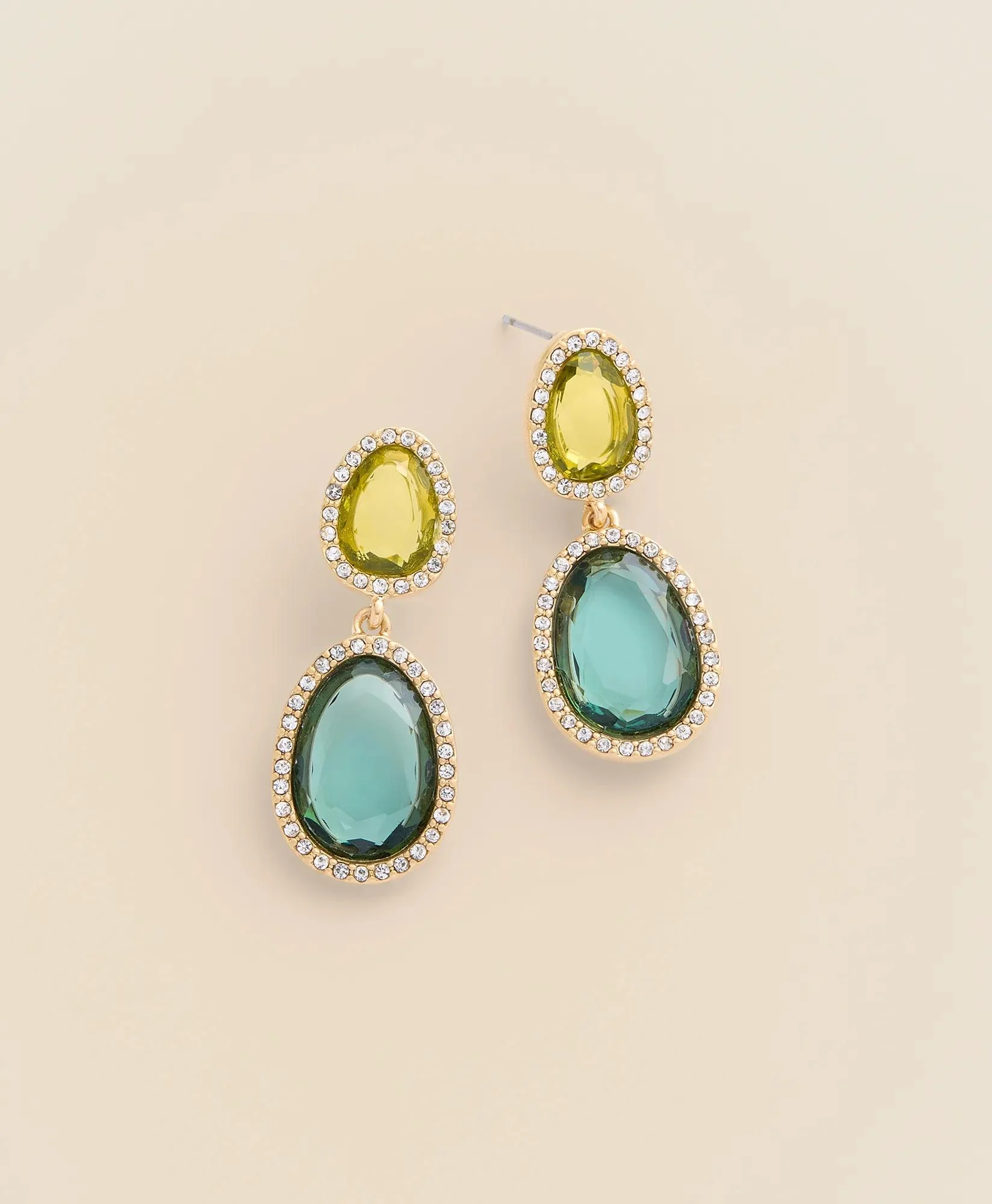 Brooks Brothers Gold-Tone Multicolor Stone Double-Drop Earrings ...