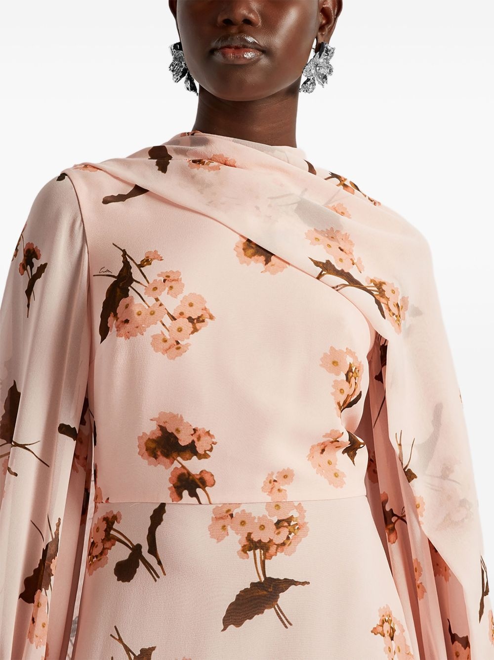 draped long-sleeve gown - 5