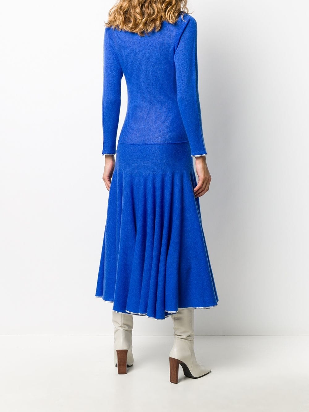 boat-neck long knitted dress - 4