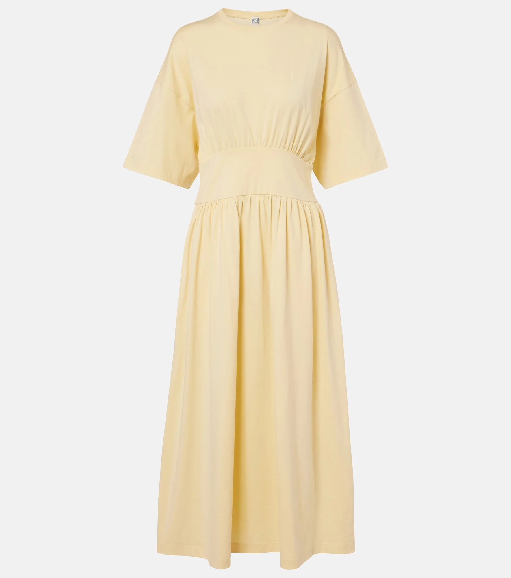 Gathered cotton jersey midi dress - 1