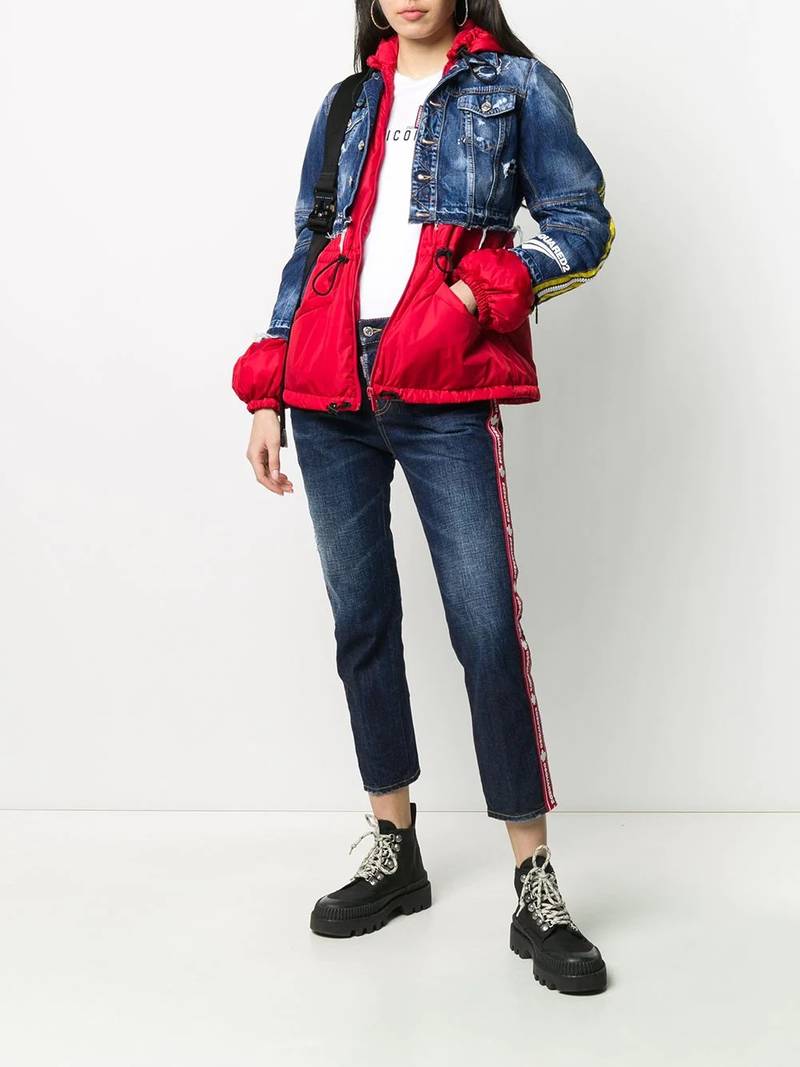 DSQUARED2 logo tape cropped jeans outlook