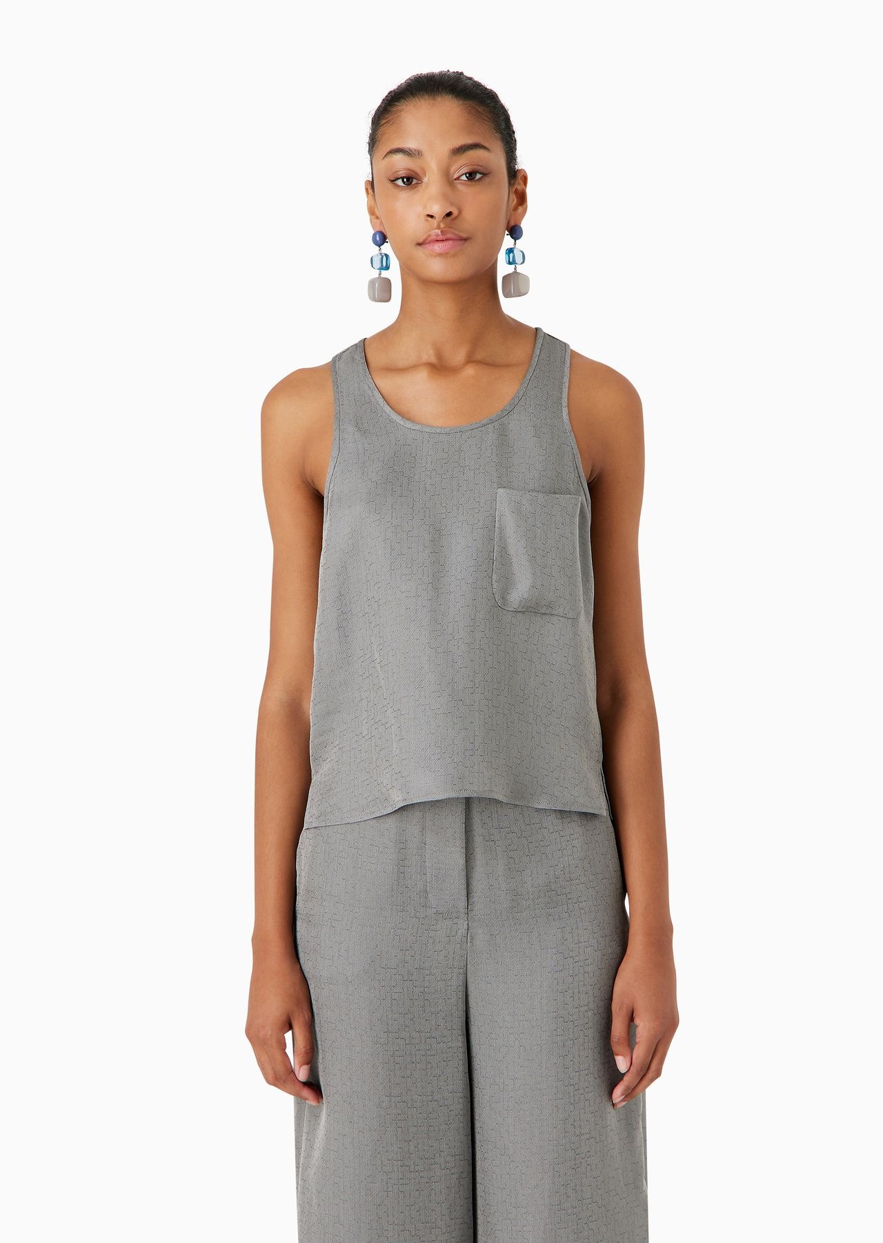 ASV top in a Lyocell and silk blend with a geometric micro motif - 2