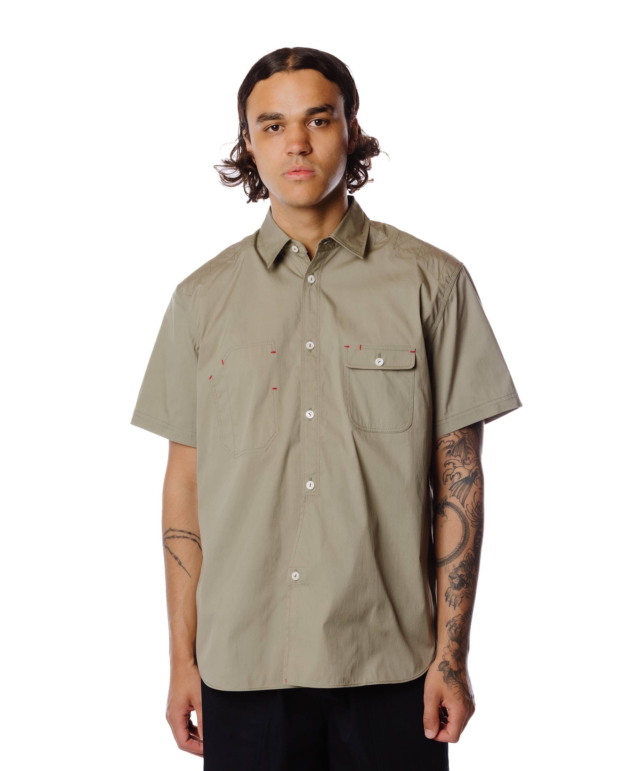 Cotton Nylon Work Shirt Khaki - 3