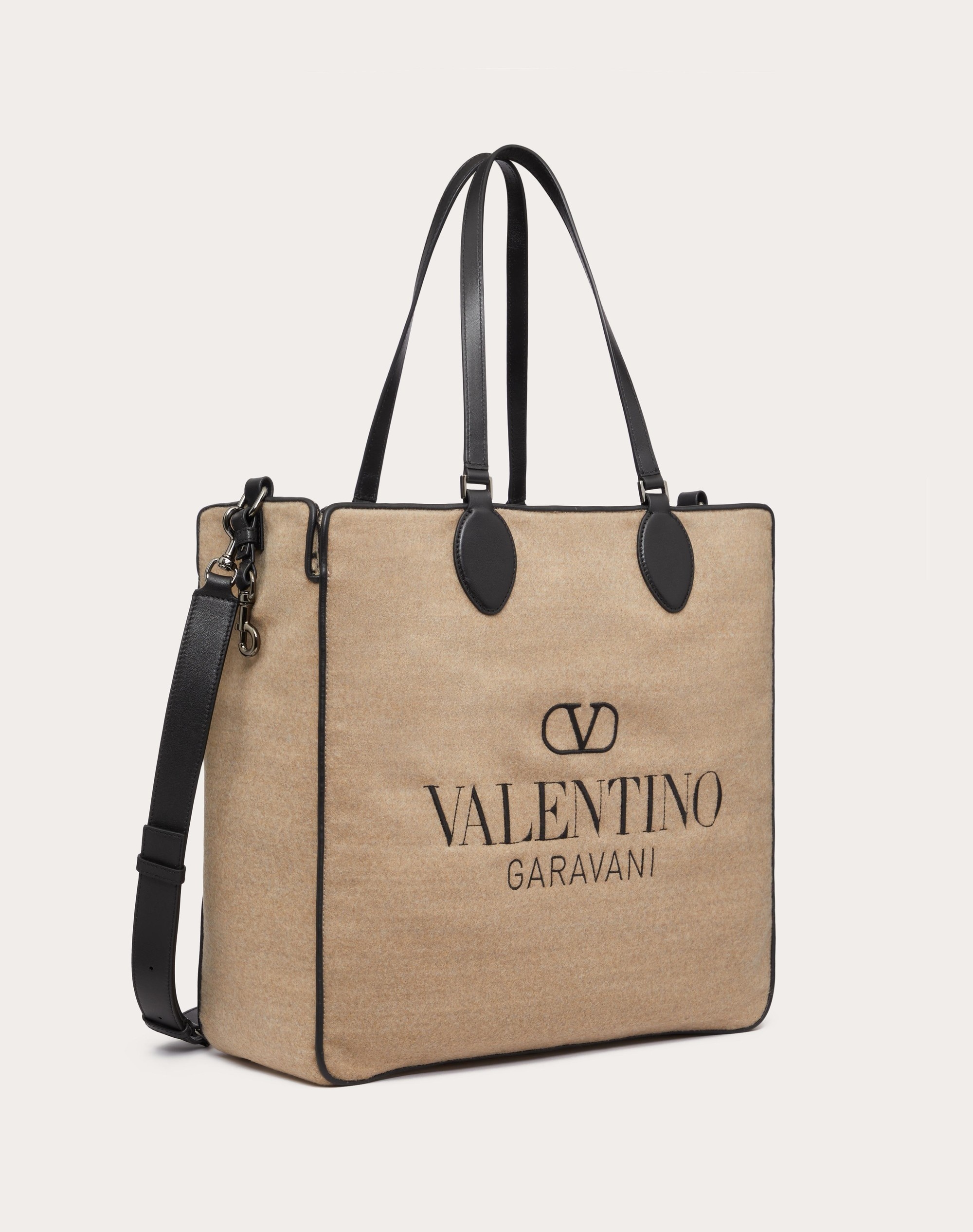 TOILE ICONOGRAPHE SHOPPING BAG IN WOOL WITH LEATHER DETAILS - 2